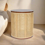 Load image into Gallery viewer, INDIE Wood and Woven Rattan Side Table
